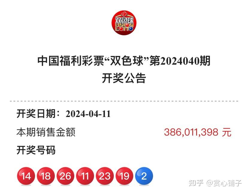 中国福利彩票双色球第2024041期开奖结果预测推算