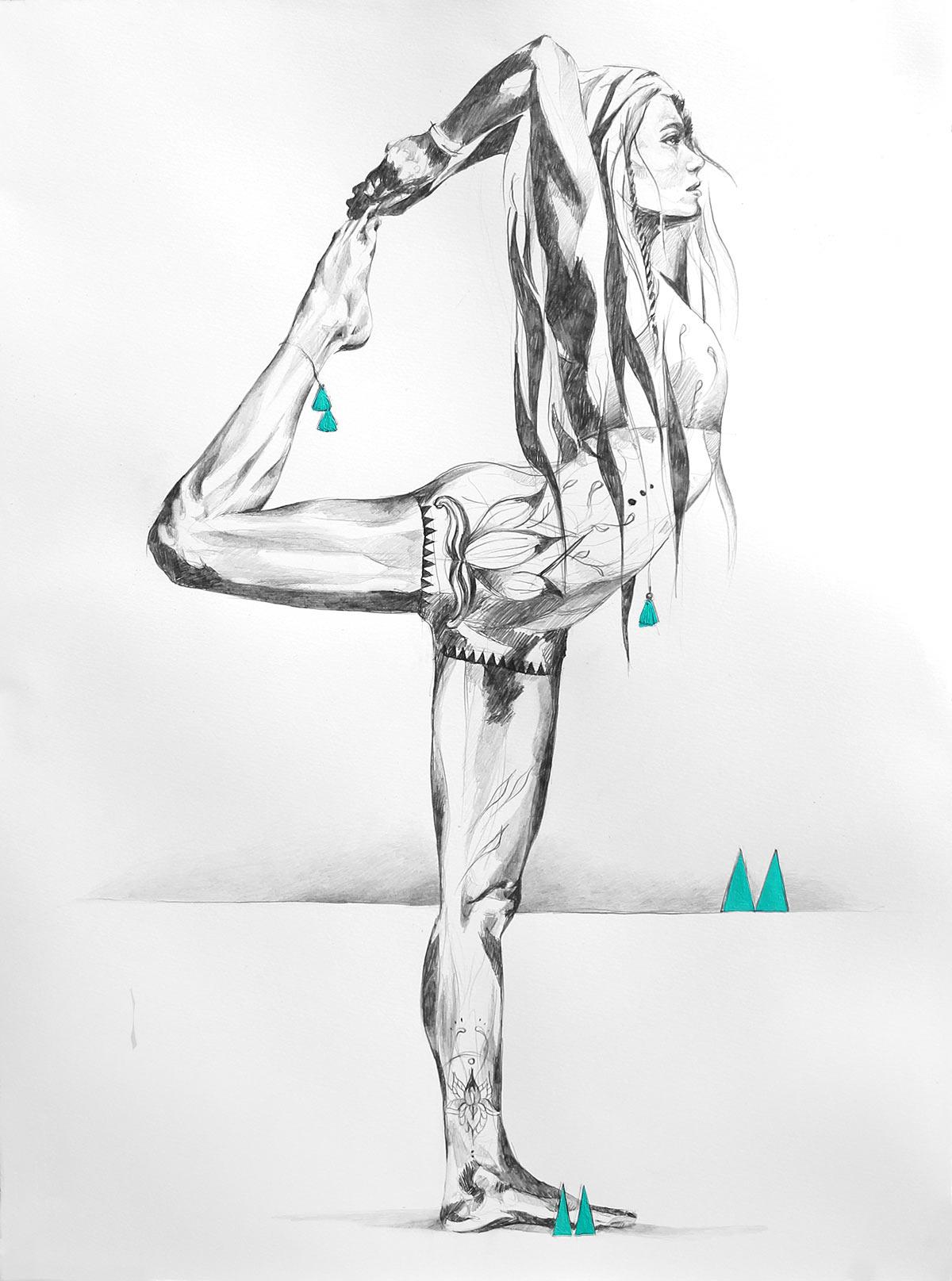 铅笔画瑜伽体式