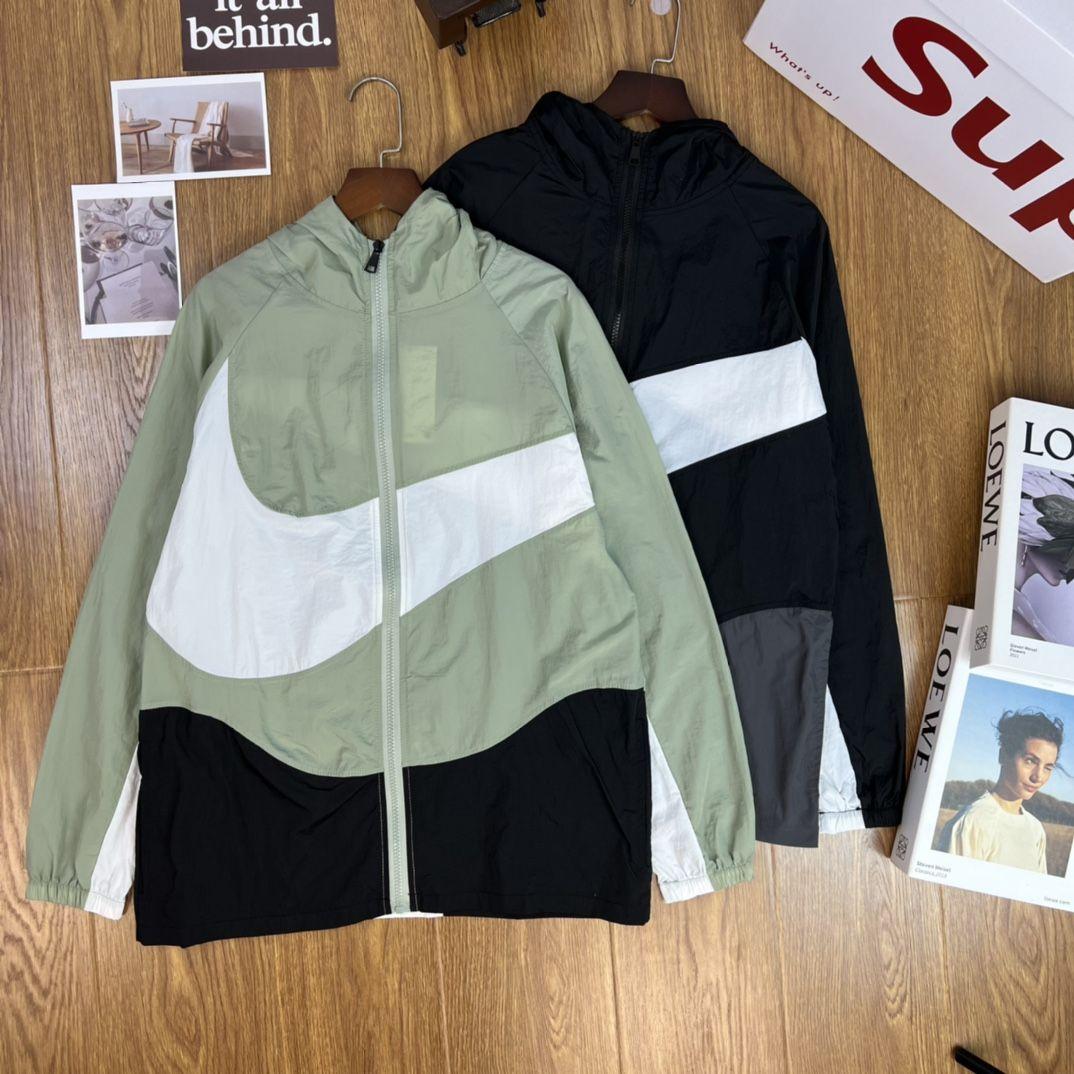 耐克nike大钩梭织刺绣拼接男女同款连帽防晒服