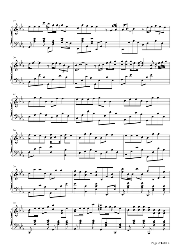 钢琴曲2019抖音热曲你笑起来真好看五线谱及简谱