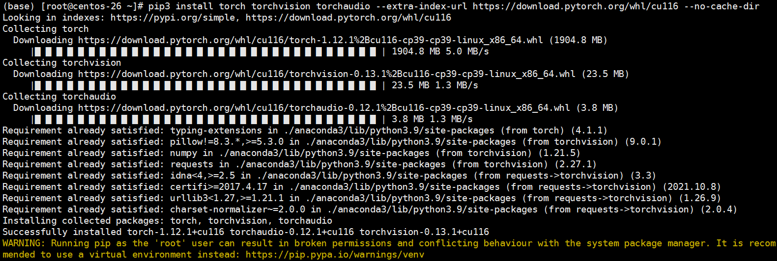 Centos anaconda pytorch 