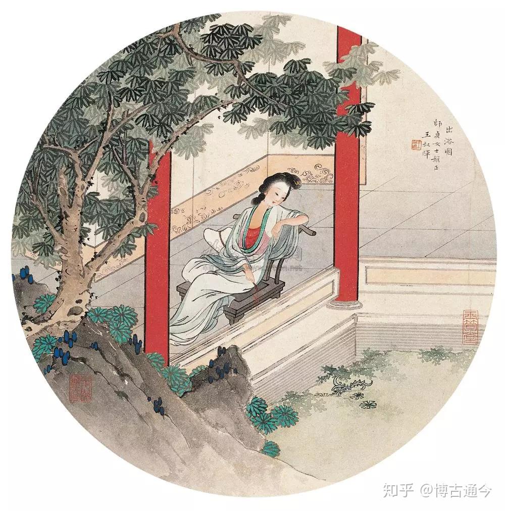 中国絵　乙亥年写貴妃出浴圖　銘有り +　燕君？ 中国絵 乙亥年写貴妃出浴圖 銘有リ 肉筆の通販 by kOYUMI's shop
