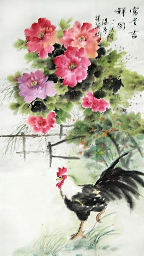 画家张瑞榆花影摇窗芬芳馥郁