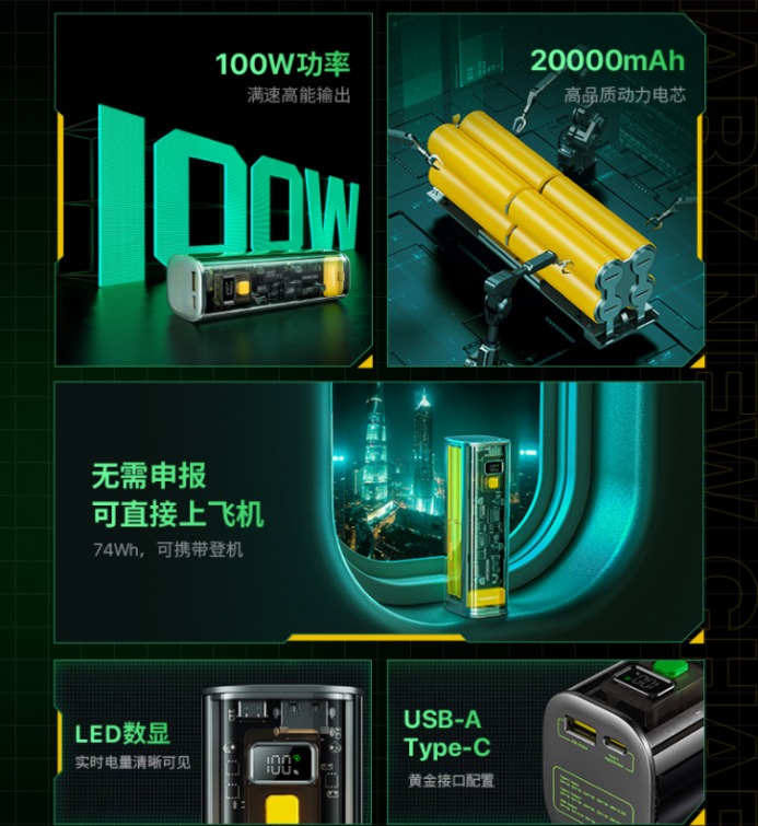 1,pisen品胜 20000mah 100w笔记本充电宝