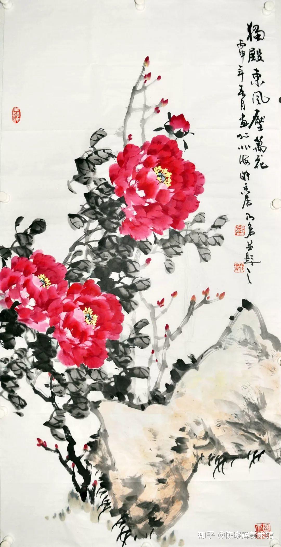 凡是花鸟画家没有不画牡丹的他画的牡丹墨色润泽惹人爱
