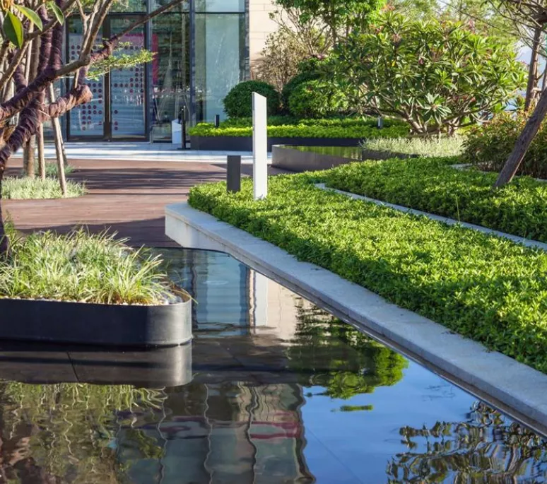 现代公园设计信息化条线分割铺装高差材质极简科技景观