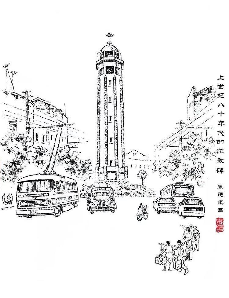 重庆解放碑简笔画人民图片