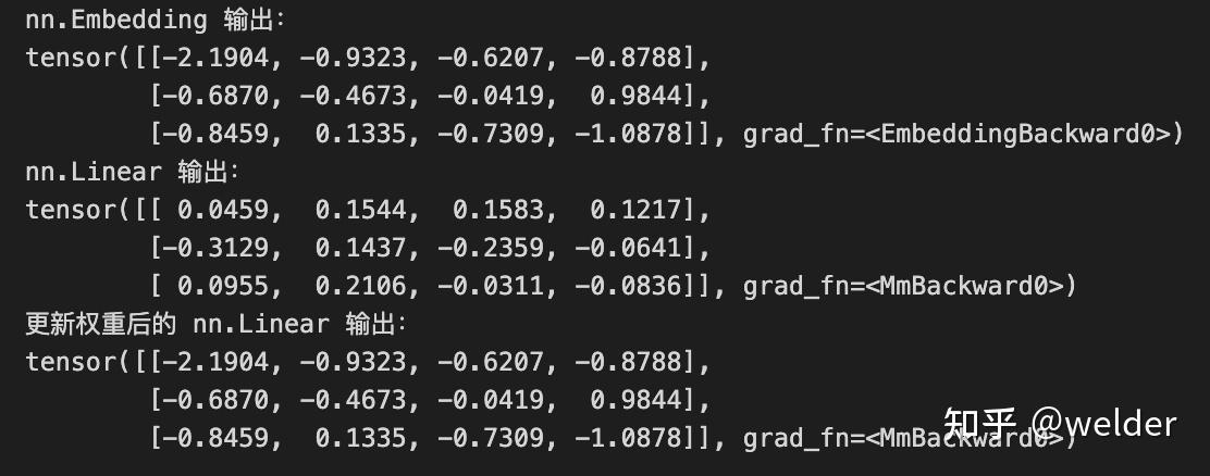 nn.Embedding和nn.Linear之间的区别,代码实例和输出结果,两者如何转换可以达到相同的输出结果。 - 知乎
