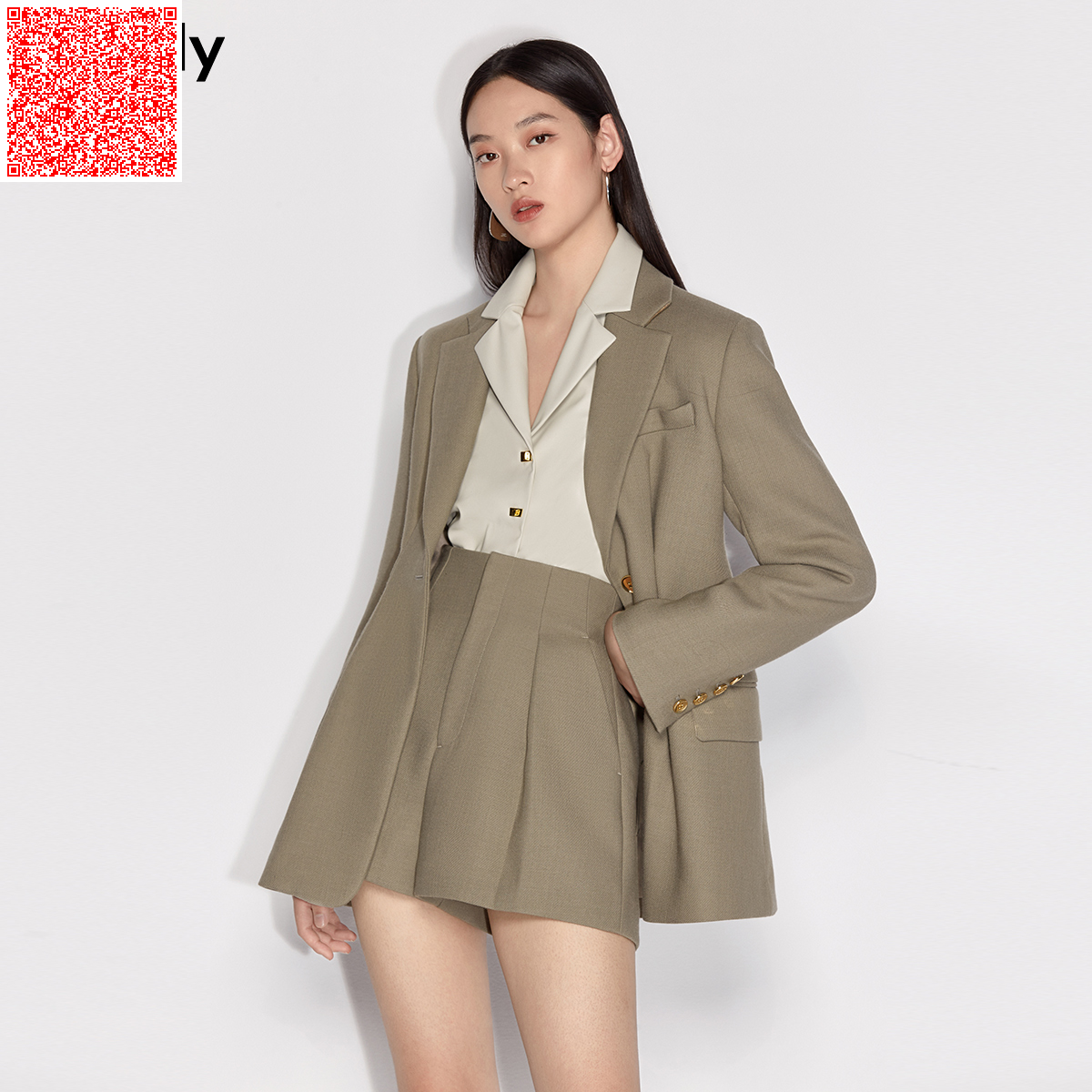 baby同款ochirly欧时力2022新款秋装收腰西装外套休闲短裤套装女 - 知乎