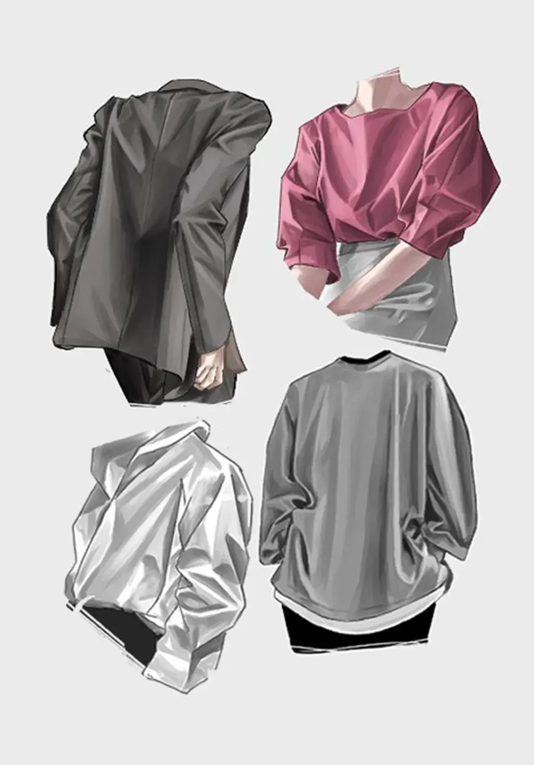 绘画素材带有质感褶皱服饰怎么画码住这组高质量练习参考