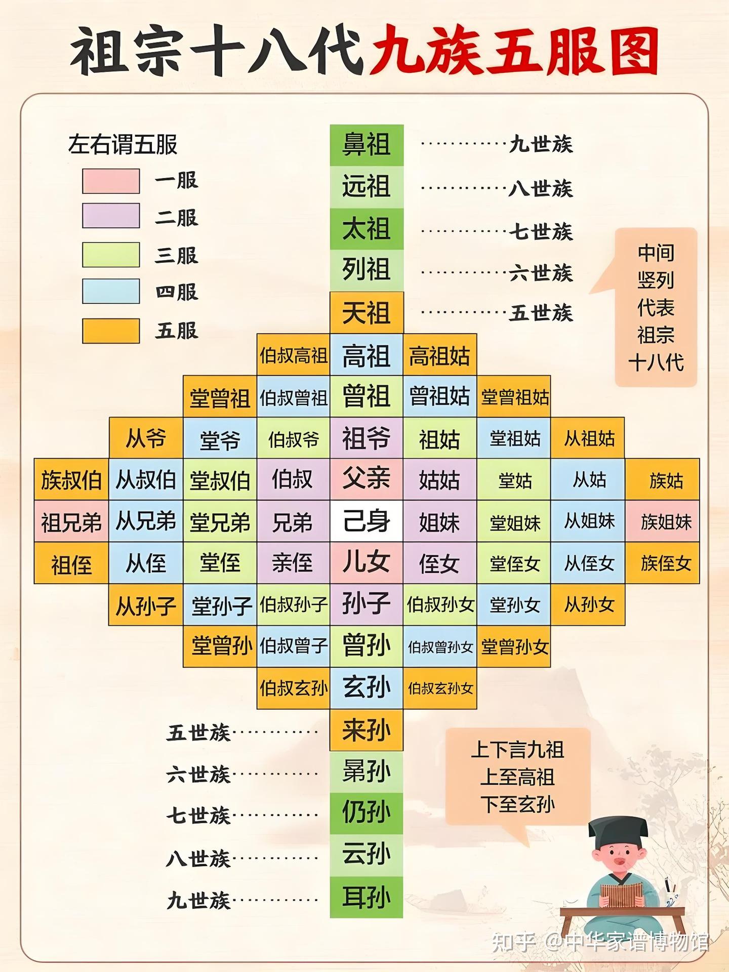 五服、六亲、九族、祖宗十八代宗亲关系详细解释 - 知乎