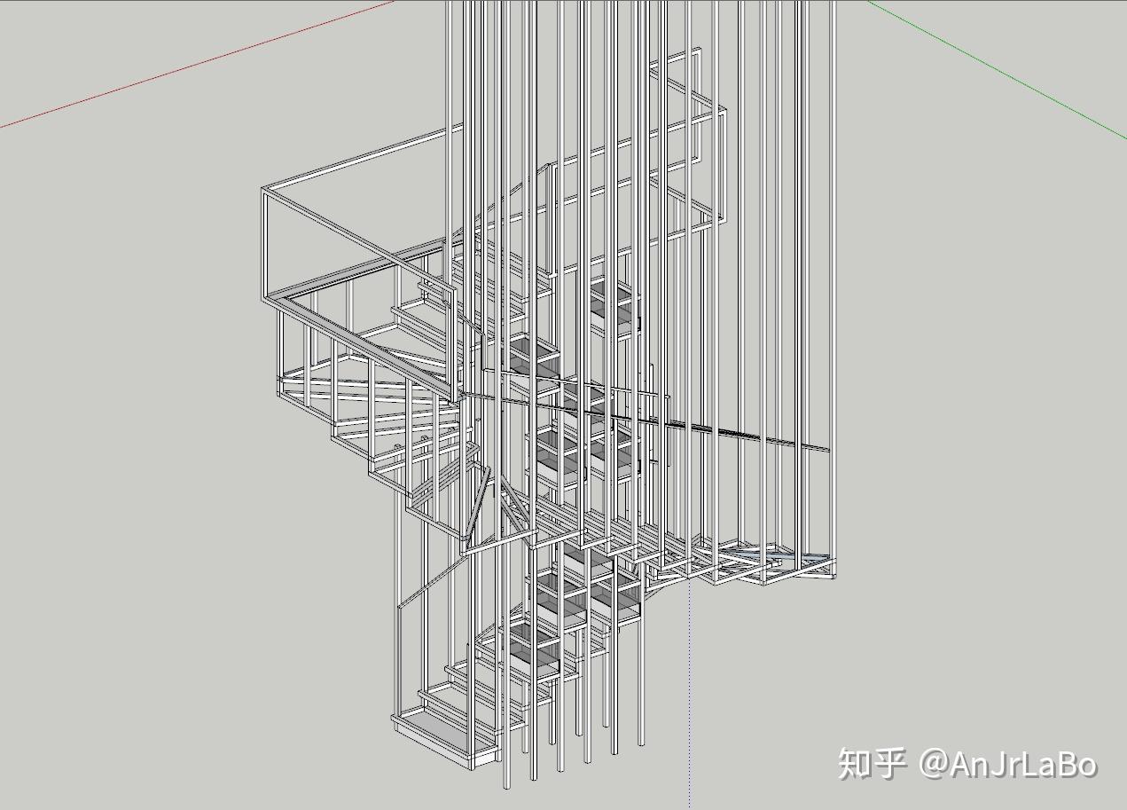 a草图做的一个钢结构楼梯