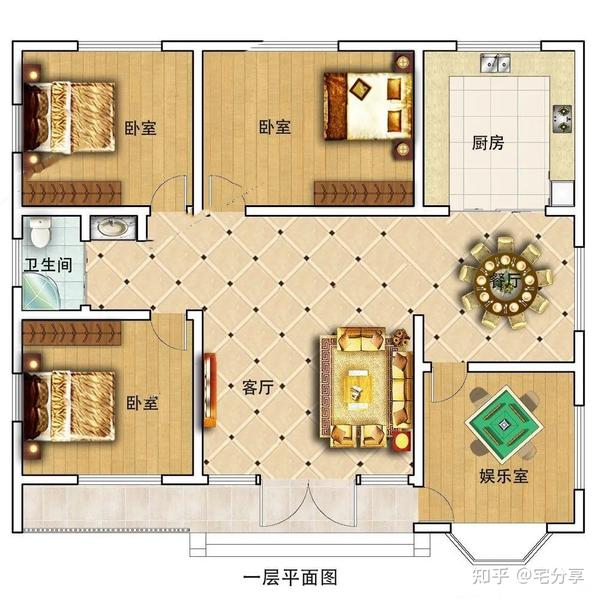 农村一层大平层房屋设计图（乡村一层房屋设计图） - 知乎