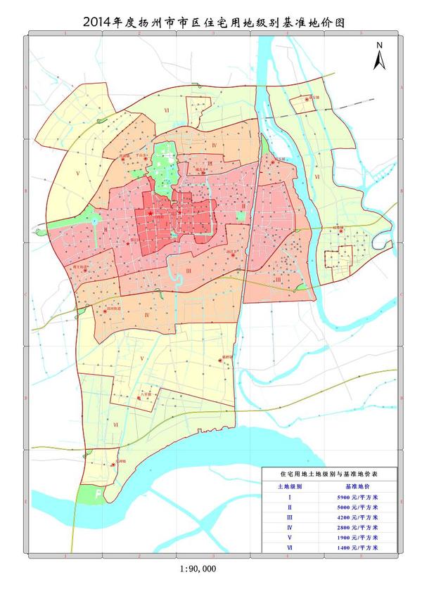 市市区住宅用地级别基准地价图附图3 扬州市市区工业用地级别基准地价图第六次人口普查所属地区所属区常住