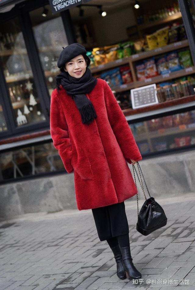 look3:红色羊羔毛大衣 阔腿裤