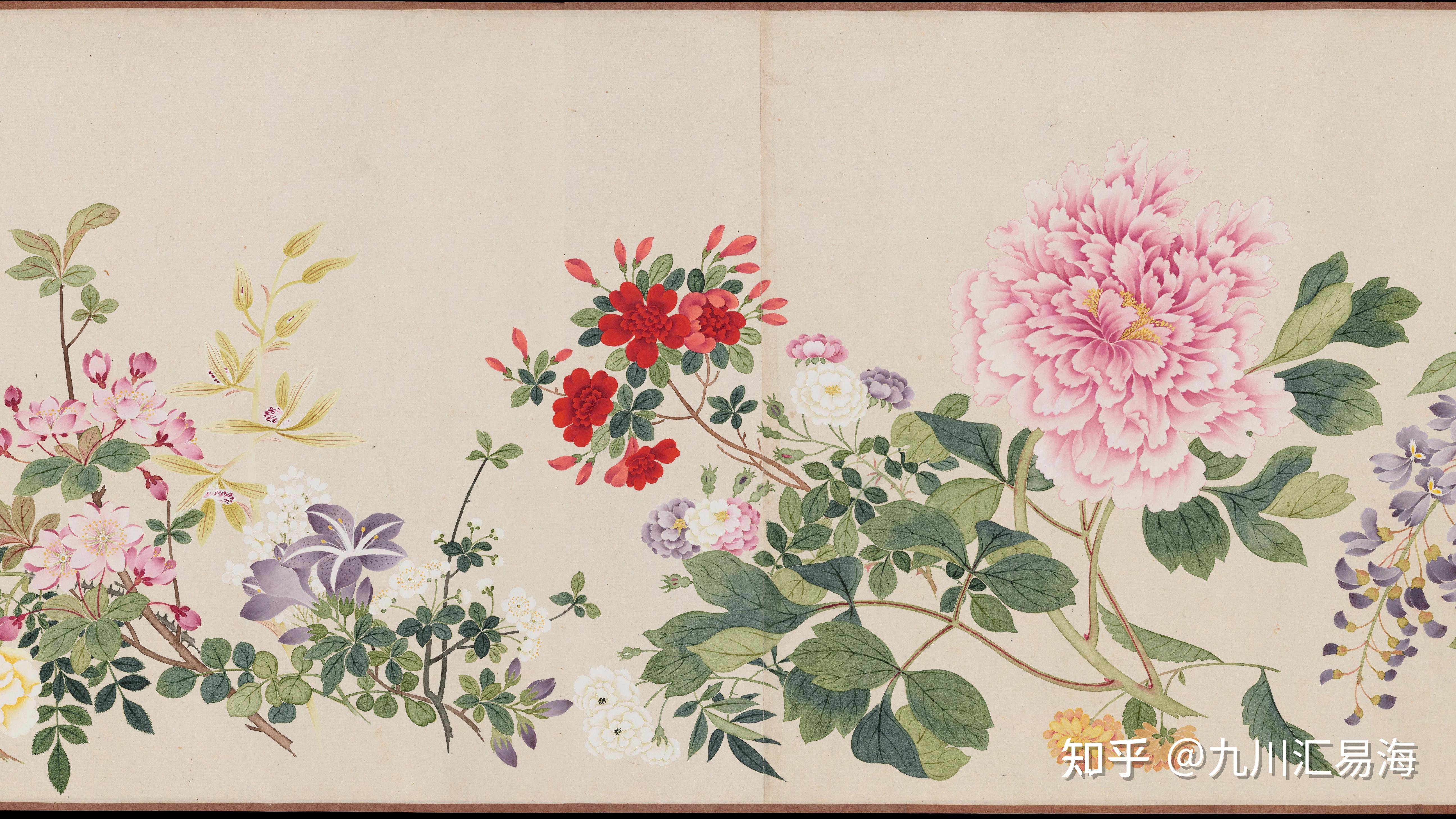 清钱维城万有同春图卷波士顿美术馆藏