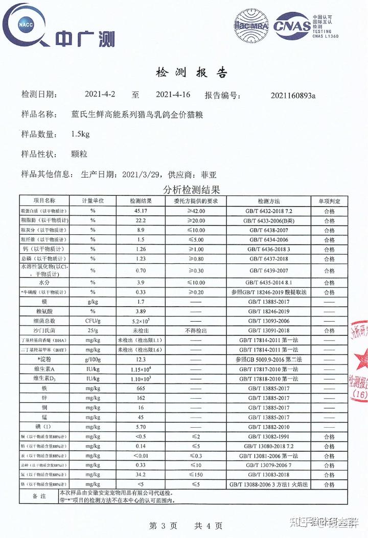 今天分析的猫粮叫蓝氏猎鸟乳鸽猫粮,长这样,最大的特点是配料中加入了