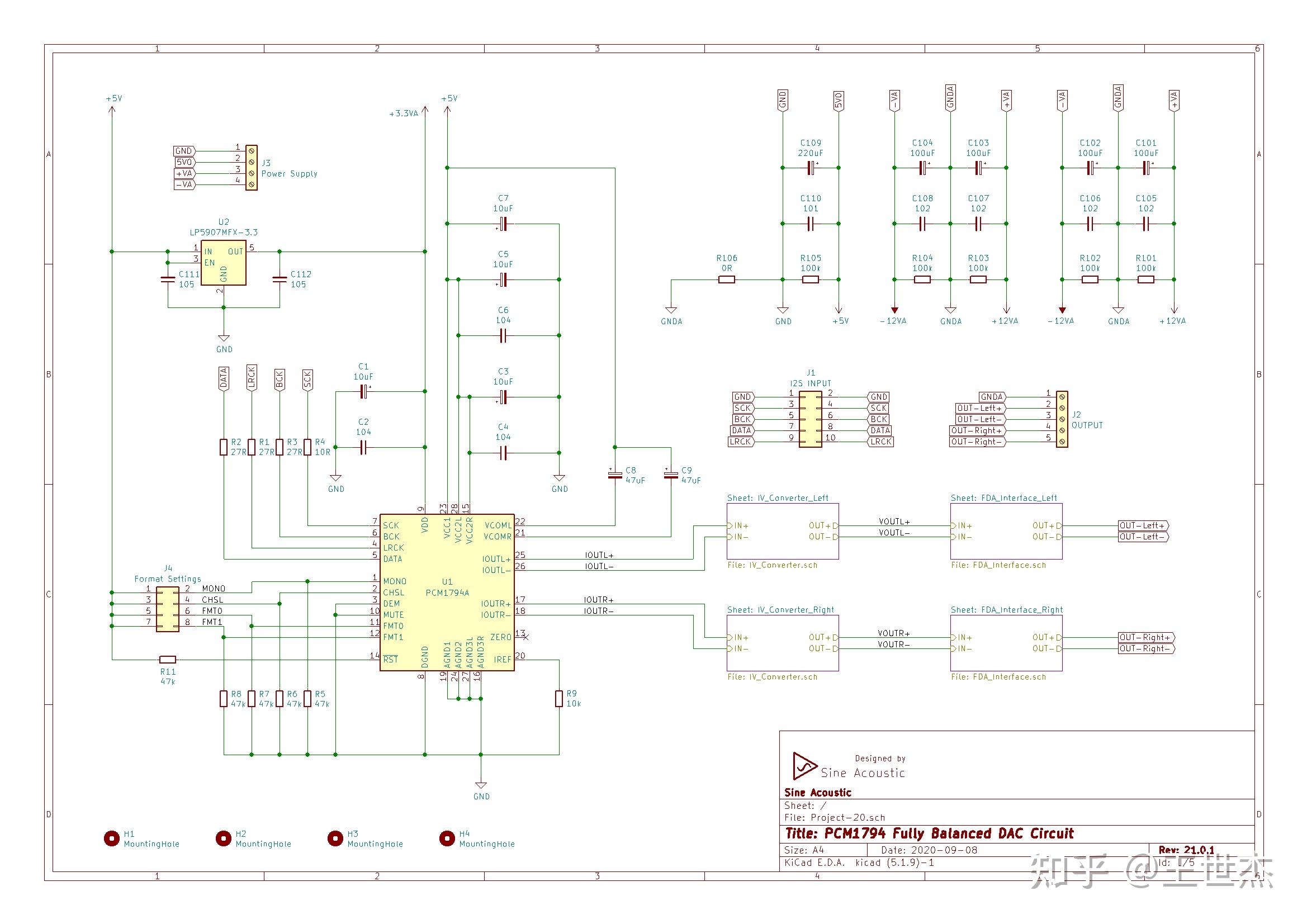 p20pcm1794全平衡解码模块电路