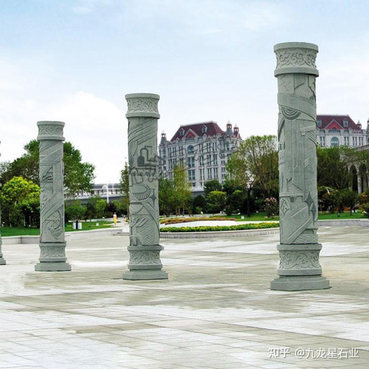 围墙柱子石雕雕刻广场文化圆柱石雕图片