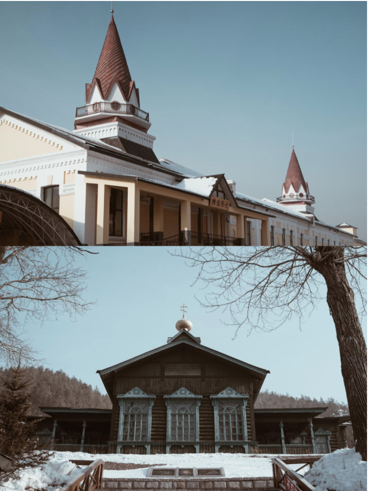 主要包括东正教圣母进堂教堂,横道河子铁路机车库,铁路大白楼,铁路