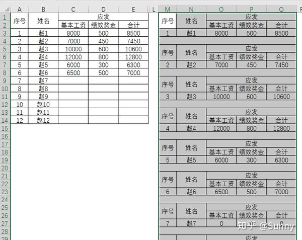 用INDEX函数制作excel工资条（表头两行、表头三行） - 知乎