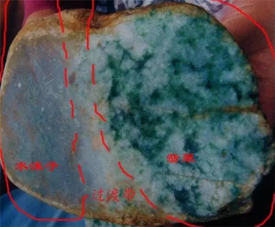 翡翠水沫共生原石辨别图片