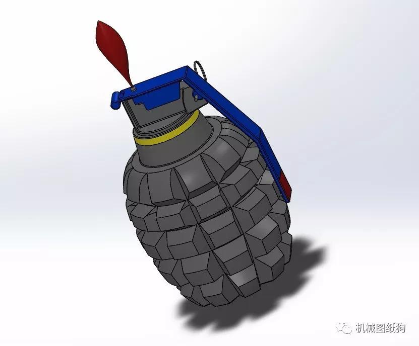 武器模型简易手雷模型solidworks设计附igs