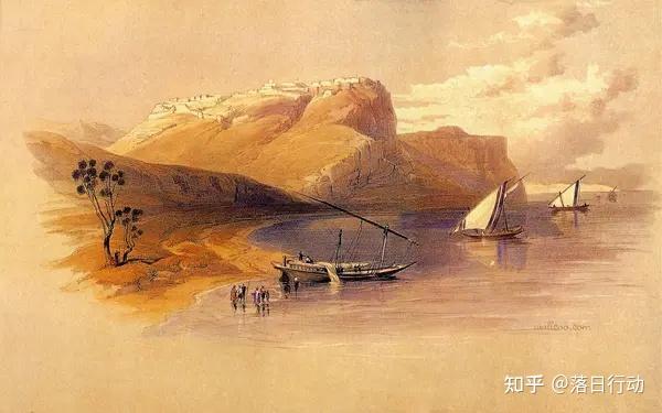 大卫罗伯兹的埃及水彩画尼罗河畔