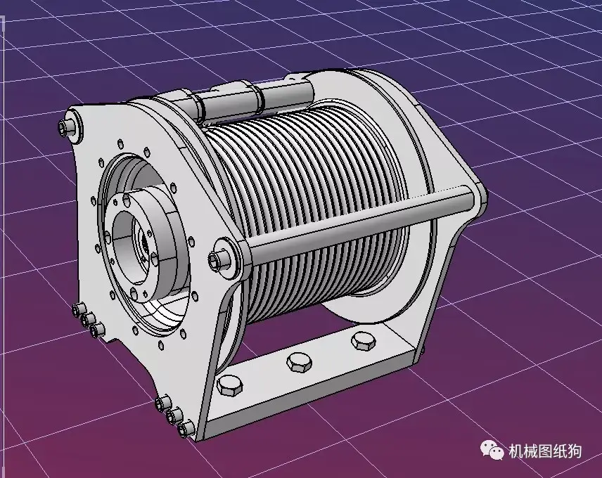 工程机械hydraulicwinch液压绞车3d图纸igs格式