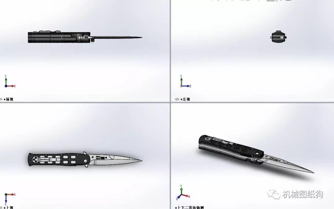 武器模型钢制尖刀3d模型图纸solidworks设计