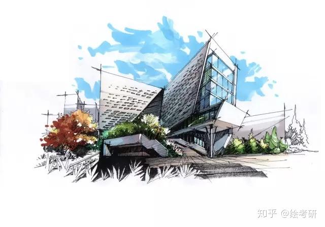 建筑马克笔手绘色彩表达