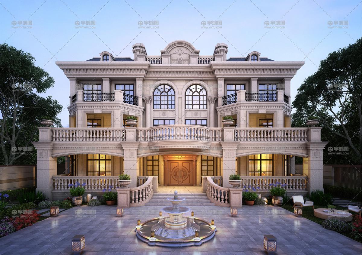 豪华的法式双拼三层别墅层次分明造型大气你心动了吗