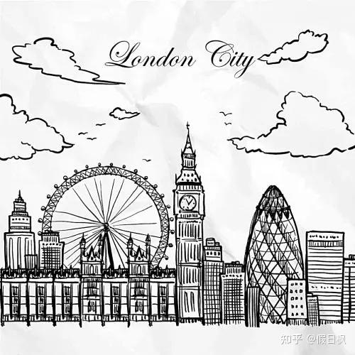 伦敦简笔画手绘图片