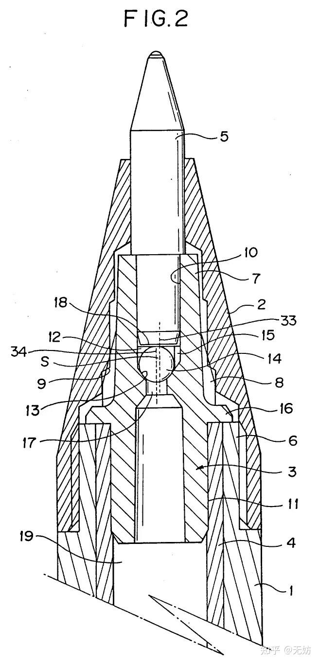 双珠结构简单来说就是在接触纸张的球珠后面的弹簧的后面再放一个球珠