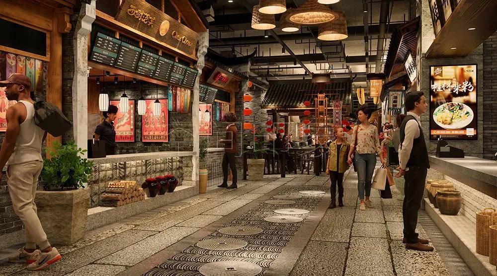 最老又最新室内又街区传统又潮流摩崖食街美食广场设计