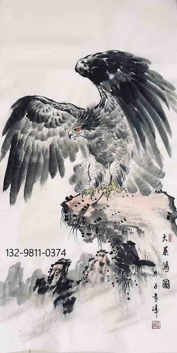 画家袁峰画鹰鹰击长空雄风万里