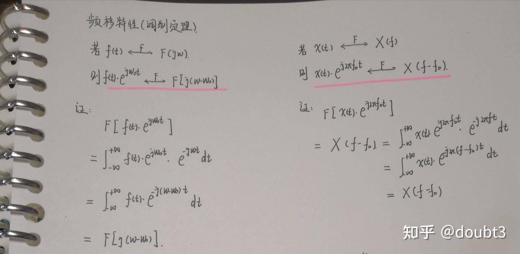 傅里叶变换中用w和用f表示 