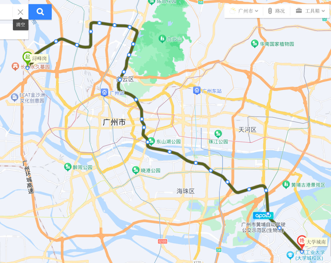 在建广州地铁12号线途经1市4区,全长38公里,设25座车站换乘站17座