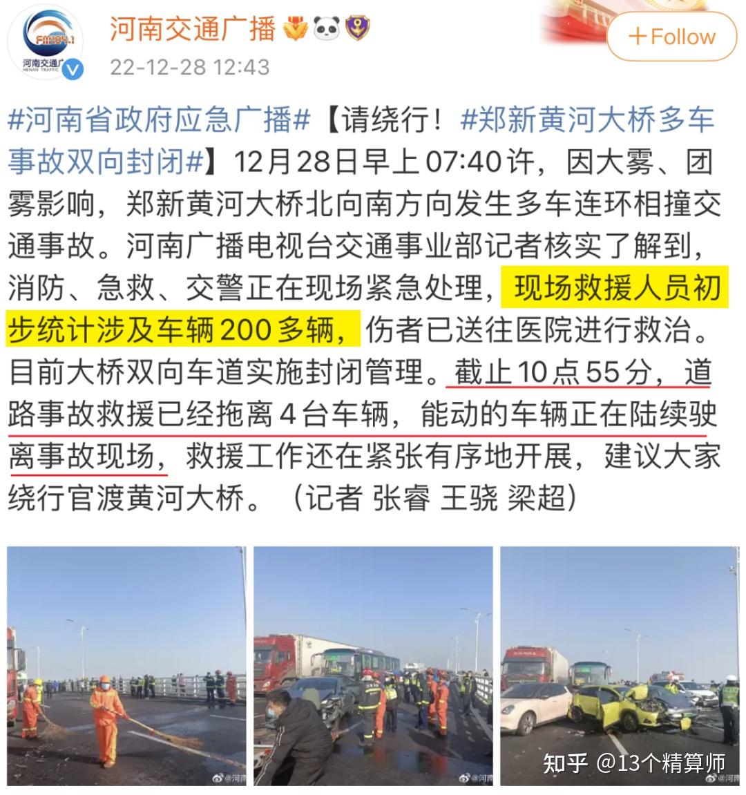 突发！郑新黄河大桥，200余辆汽车相撞：行车遇团雾，应该怎么办？ 知乎 1813