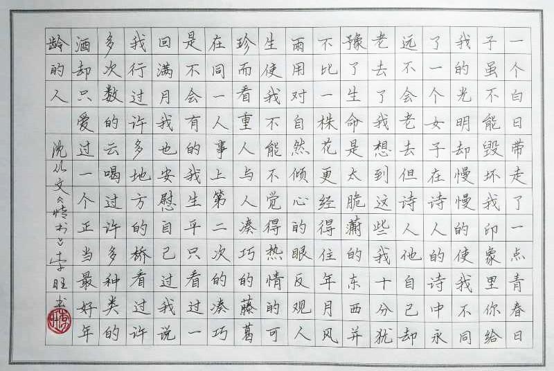 沈从文《情书》钢笔字笔友习作欣赏