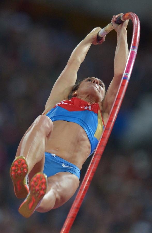 运动家日历撑杆跳高选手伊辛巴耶娃飞跃五米