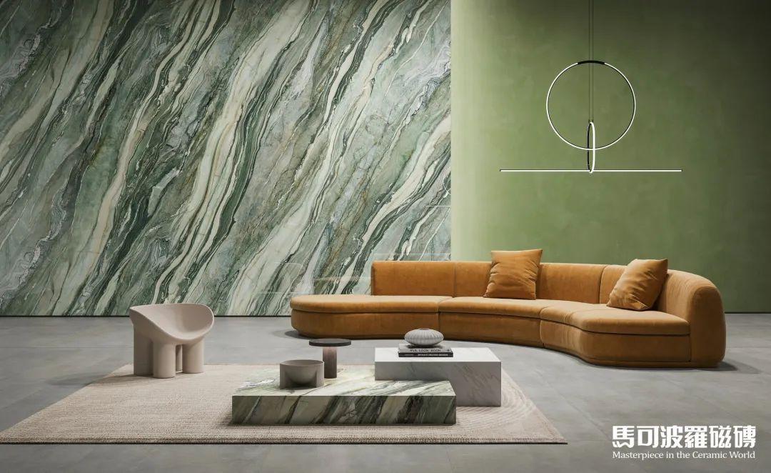 马可波罗岩板背景墙,为您打造高颜值客厅空间
