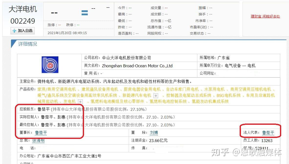 鲁楚平(中山大洋电机股份有限公司董事长)