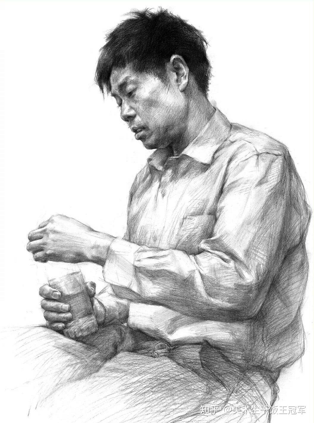 美院校考半身像素描范画参考