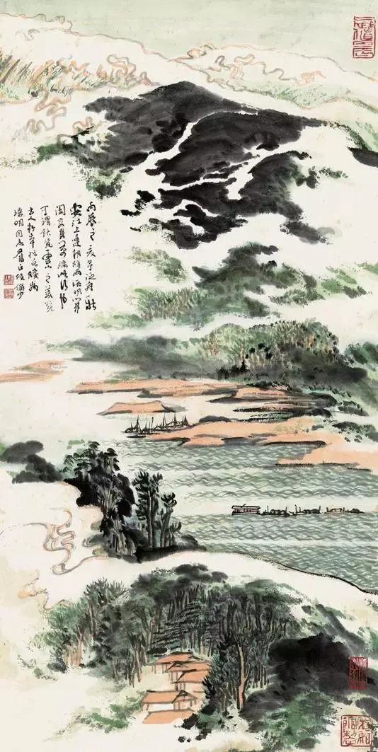 陸顏少 山水圖 临沈周《桐荫玩鹤图》 #国画#山水画#水墨#青绿山水#水墨山水畫