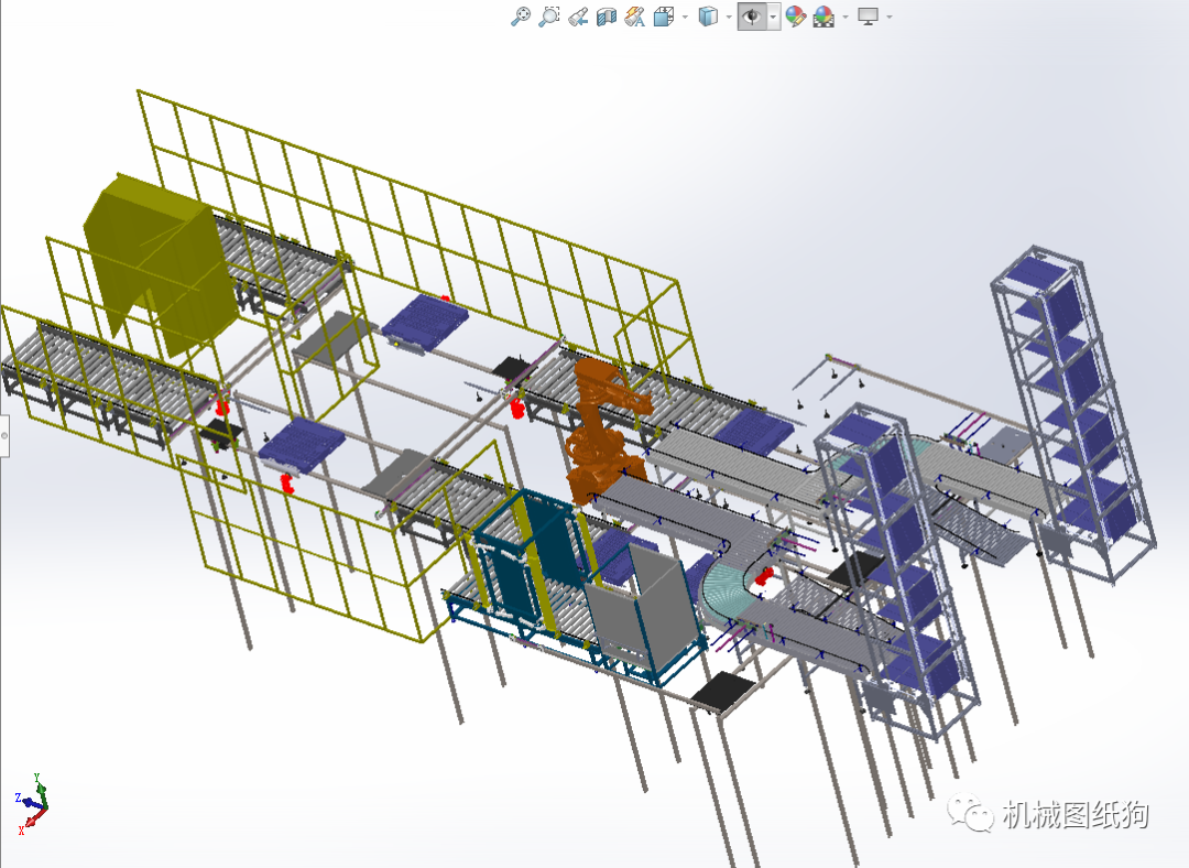 【非标数模】全自动码垛缠绕包装输送一体生产线3d图纸 Solidworks 知乎