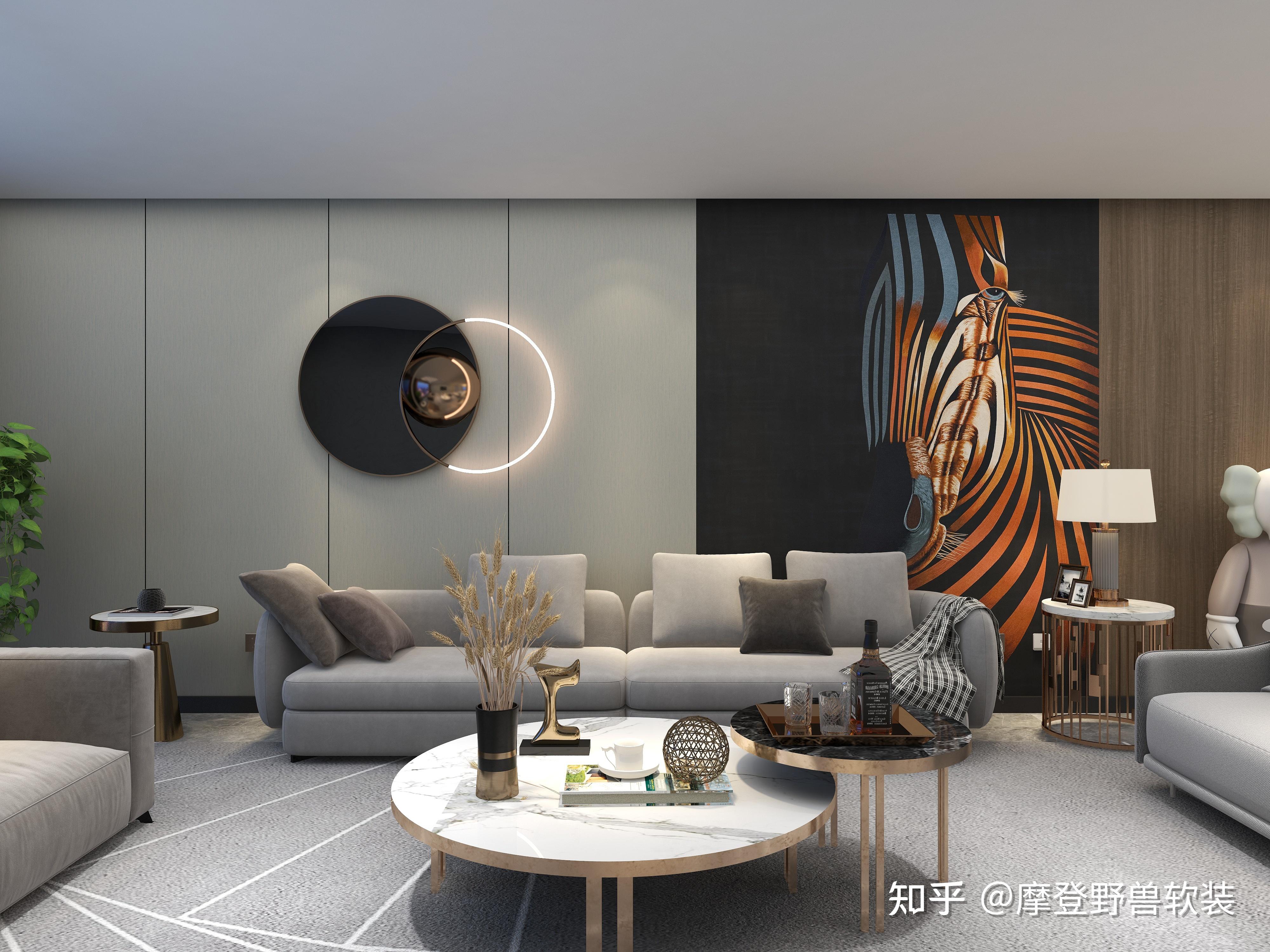 摩登野兽案例现代轻奢风格墙面软装