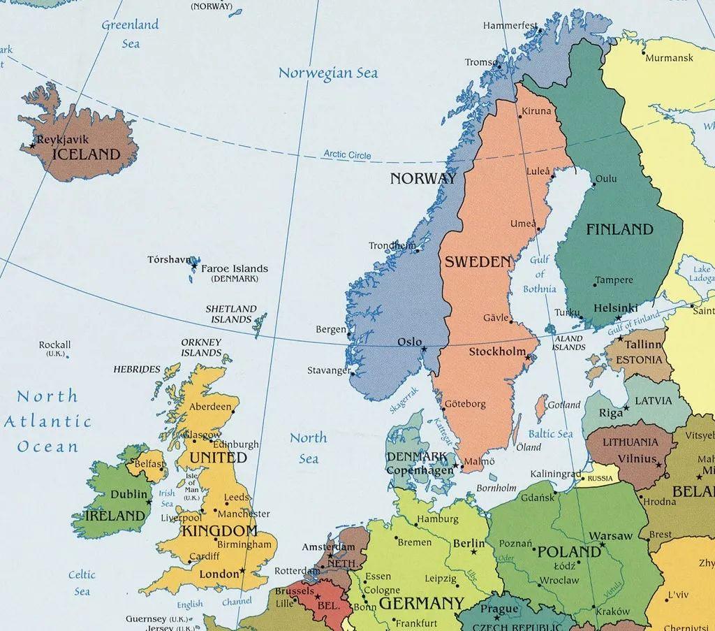 北欧地图高清版可放大图片