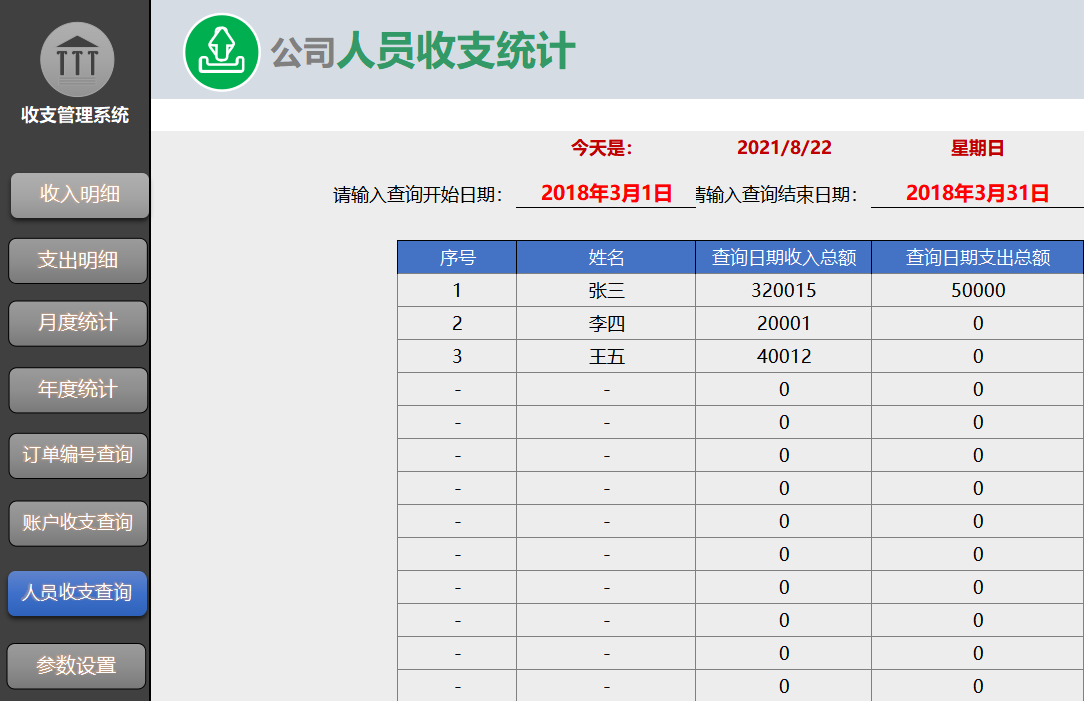 2021最新编写的excel财务收支管理系统收入支出年度数据统计