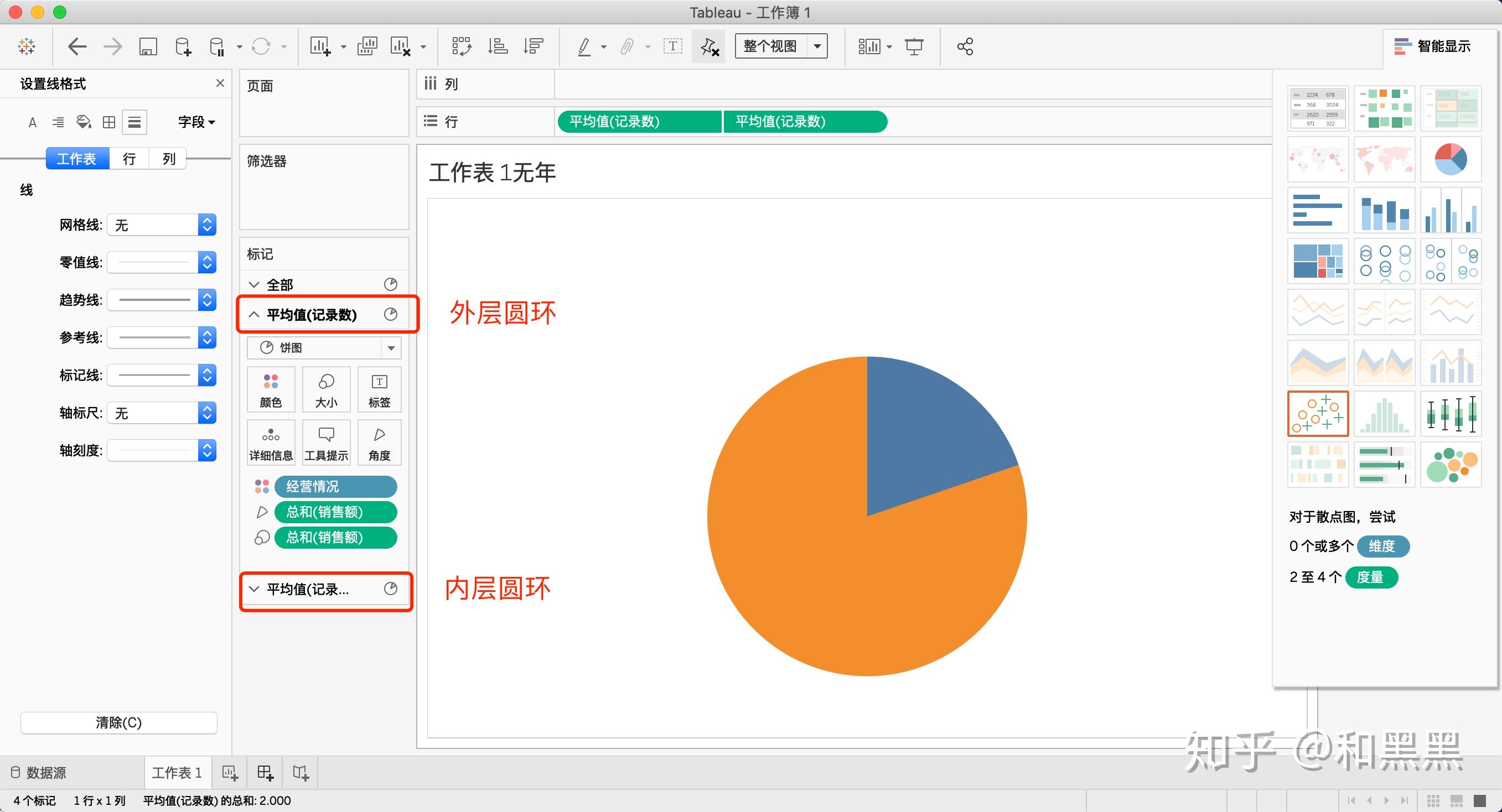 tableau制作圆环图